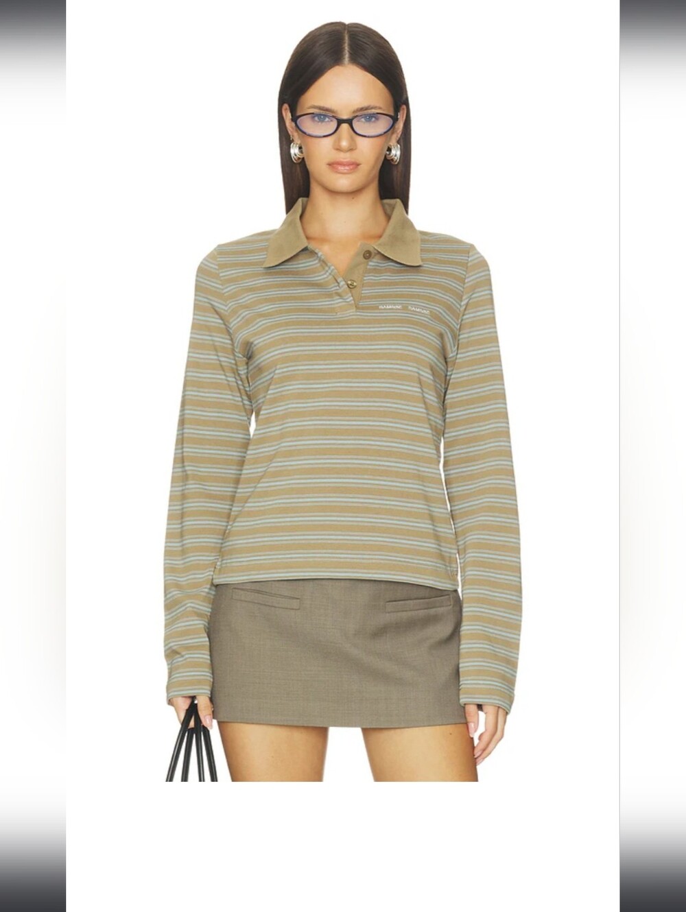 Sadonell Long Sleeve Polo in Lead Stripe